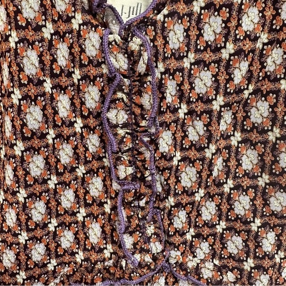 J. JILL floral print maxi dress women’s 10P orange purple fall autumn sleeveless - Picture 3 of 6